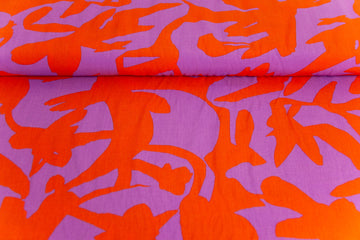 Restmenge 82 cm Viskose Webware, abstrakt, lila, rot